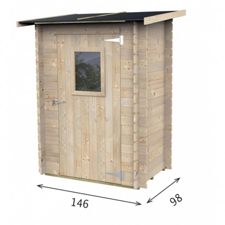Casetta in legno da giardino 146x98 cm – Pareti 19 mm – Porta plexiglas – Mini deposito – Abete naturale