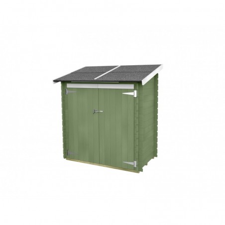 Casetta in legno da giardino 155x85 cm – Pareti 16 mm – Porta doppia cieca – Pavimento incluso – Colore salvia