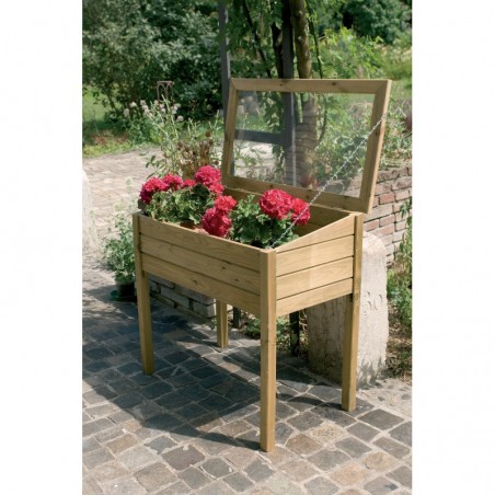 Serra per sementi legno di conifera impregnato autoclave 50x100x75/82 cm – vivaio semina outdoor giardino verde naturale