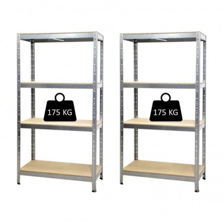 2 Grima Interlocking Joker Shelves 4 Chipboard Levels 175 Kg L 90 X P 40 X H 176 Cm