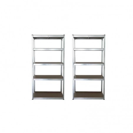 2 Galvanized Metal Shelves with Mdf Shelves 90X40X180H 4 Floors