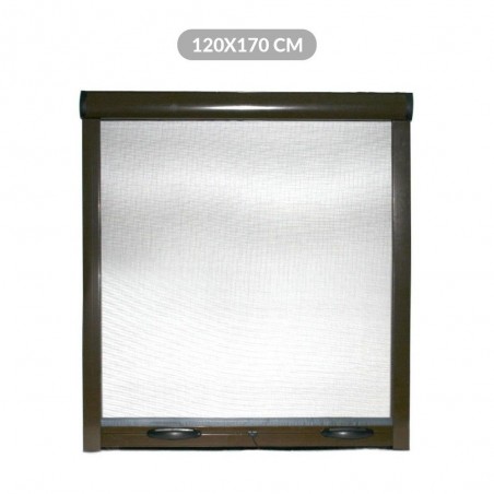 Rouleau moustiquaire en kit rétractable universel pour fenêtre verticale marron EASY-UP 140x160