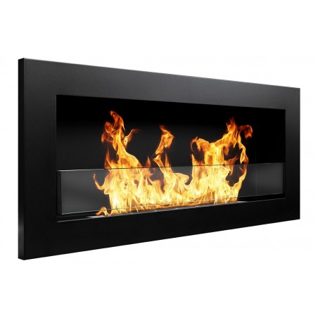 Wall or built-in bioethanol fireplace Livorno Nero L 90 x D 12 x H 40 with glass