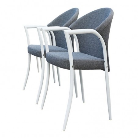 X2 pcs Bellagio fauteuil chaise avec accoudoirs en aluminium avec coussins gris pour intérieur extérieur