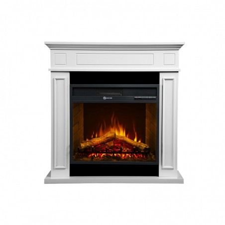 Electric fireplace JEFFERSON in white wood W88,6 x D26,5 x H86,5