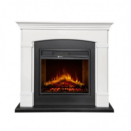 Electric fireplace floor fireplace ADAMS in White Black wood L107 x D24 x H95,2