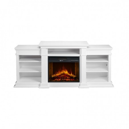 Electric fireplace BIDEN floor fireplace in White wood L179 x D48 x H80,6