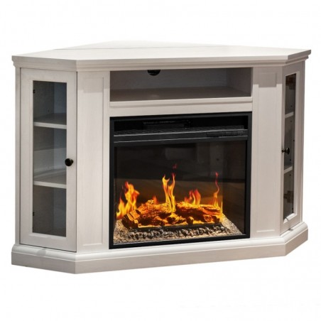 Electric fireplace MADISON floor fireplace in White wood L126 x D78 x H80,5