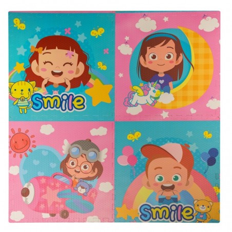 4PCS SMILE soft puzzle mat carpet 60 x 60 x 1 cm for children indoor game