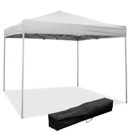 Gazebo pliable refermable 3 X 3 Blanc recouvert en PVC étanche EXPO