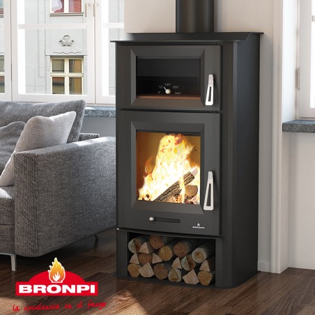 Poêle à bois avec four 560x387h1050 Tudela 13 KW Bronpi