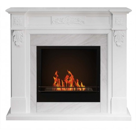Bioethanol fireplace TRUMAN floor standing biofireplace White marble effect L108 x D32 x H102