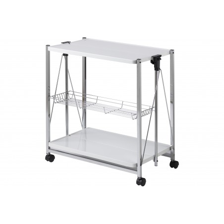 Carrello Cucina Metallo Pieghevole Slim Bianco 68X40X70 Cm