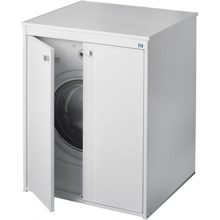 Coprilavatrice in PVC 70x60x94 cm con piedini regolabili – Interno e esterno – Mobile due ante – Kit montaggio – Negrari