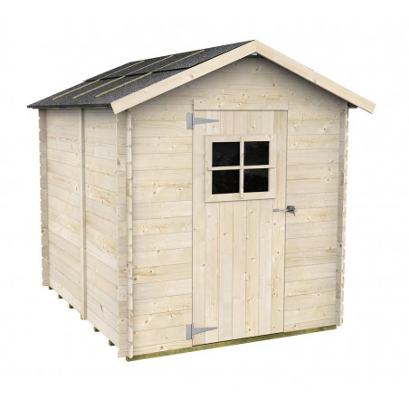 Casetta in legno da giardino 178x218 cm – Pareti 16 mm – Porta finestrata – Abete naturale