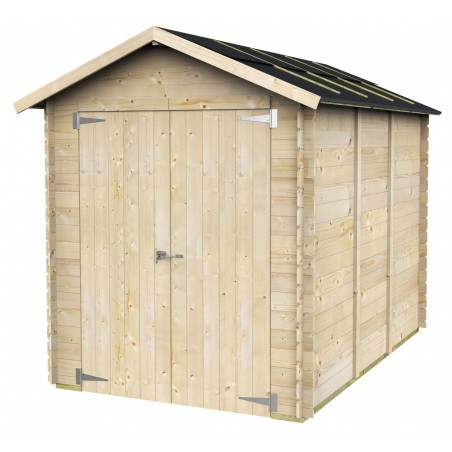 Casetta in legno da giardino 178x273 cm – Pareti 16 mm – Doppia porta cieca – Abete naturale