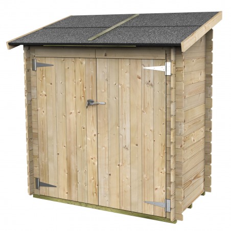 Casetta in legno da giardino 155x85 cm – Pareti 16 mm – Doppia porta cieca con chiavistello – Abete naturale
