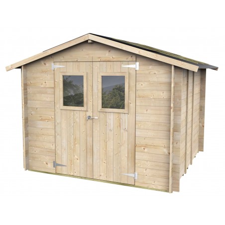 Casetta in legno da giardino 248x248 cm – Pareti 19 mm – Doppia porta plexiglas – Abete naturale