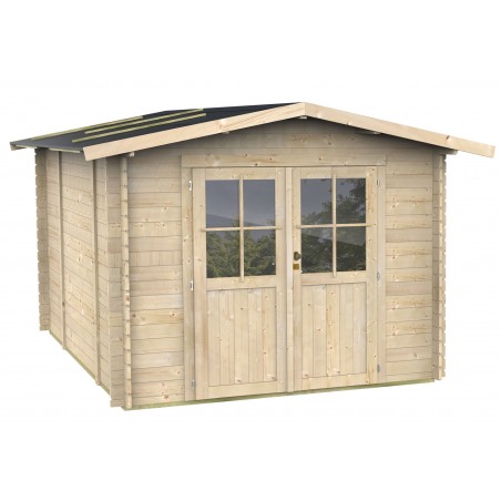 Casetta in legno da giardino 215x249 cm – Pareti 25 mm – Porta plexiglas con serratura – Abete naturale