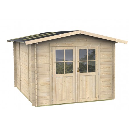 Casetta in legno da giardino 254x276 cm – Pareti 25 mm – Porta plexiglas con serratura – Abete naturale