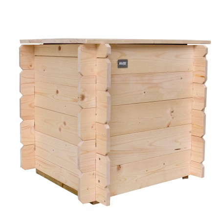 Cassapanca in legno da esterno 60x60x54 cm – Pareti 16 mm – Apertura a battente – Non trattata – Modello Gaia