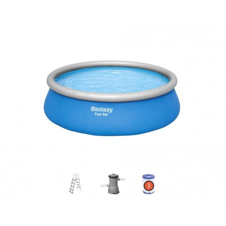Piscina fuori terra rotonda gonfiabile con pompa filtro e scaletta, diametro 457 cm altezza 122 cm capacità 13807 L - Bestway