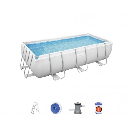 Piscina fuori terra rettangolare con telaio in acciaio e pompa filtro, dimensioni 404x201x100 cm con scaletta capacità 6478 L - Bestway
