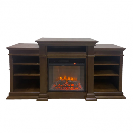 Electric fireplace BIDEN floor fireplace in Walnut wood L179 x D48 x H80,6