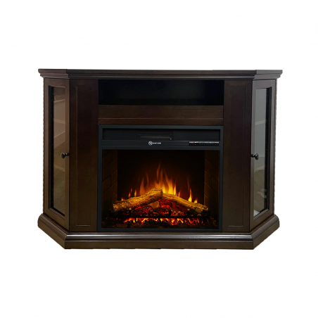 Electric fireplace MADISON floor fireplace in Walnut wood L126 x D78 x H80,5