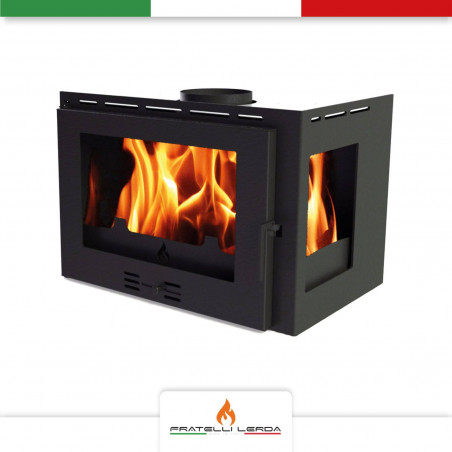 Angular ventilated wood-burning fireplace insert L-60 Fratelli Lerda