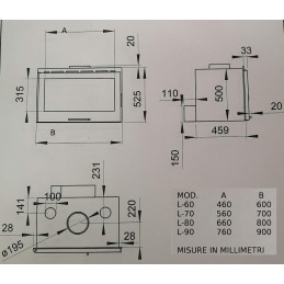 Inserto per Camino a Legna F.lli Lerda L-60 Fire 12 Kw