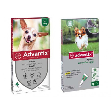 Advantix per Cani fino a 4 kg Spot-On Repellente contro Pulci Zecche Zanzare Bayer