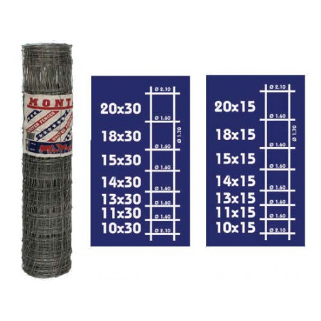 Rete per Recinzioni Animali a Maglia Decrescente Montana H 100 cm Rotolo 50 mt Maglie 30 cm