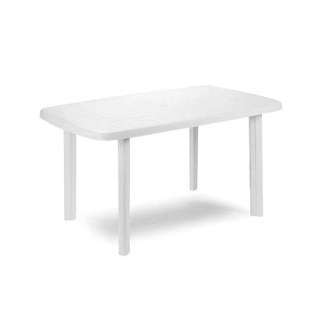 Tavolo Rettangolare in Resina da Esterno-Giardino Faro Bianco 137x85 cm