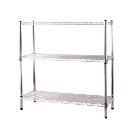 Scaffale in Acciaio Cromato con Piedini Regolabili 3 Ripiani Brixo Manhattan H 90 cm