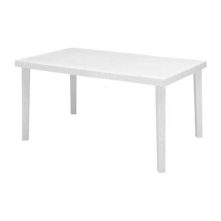 Tavolo in Resina Rettangolare da Esterno-Giardino Boheme Bianco 150x90x74 cm
