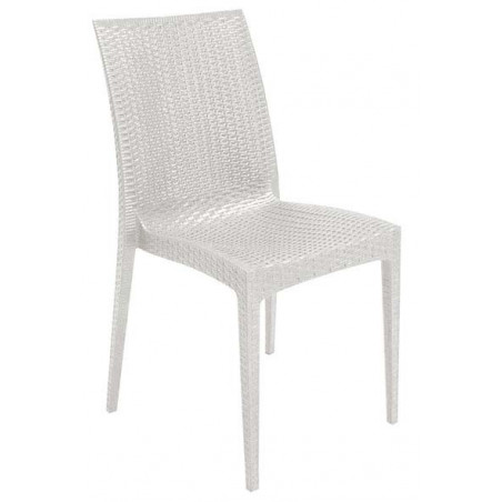 Sedia Poltrona Impilabile da Esterno Effetto Rattan Bistrot Bianco