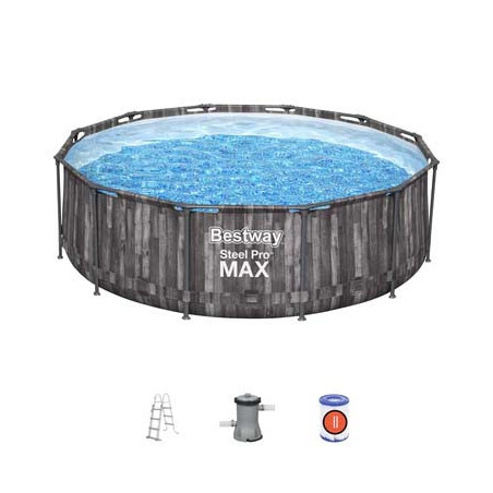 Piscina Tonda Struttura in Metallo Effetto Legno Steel Pro Max Bestway 366x100 cm