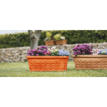 Balcony box in Monacis Polymer Terracotta Leaf cm 60 (60X30X26h)