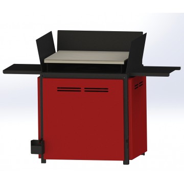 Barbecue Pirolitico Completo Piastra Acciaio Inox Rosso