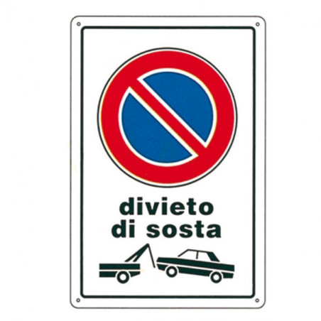 Cartello Divieto Di Sosta R.F. 20X 30 Plastica