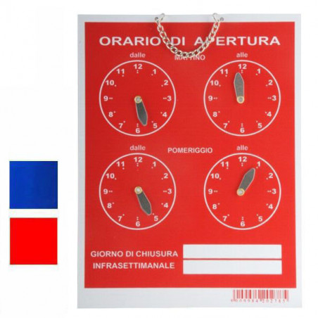 Cartello Orario 4 Orologi Tempopol Blu Cm 16X21