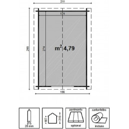 Casetta Esterni da Vivere Agnese 200x300 cm