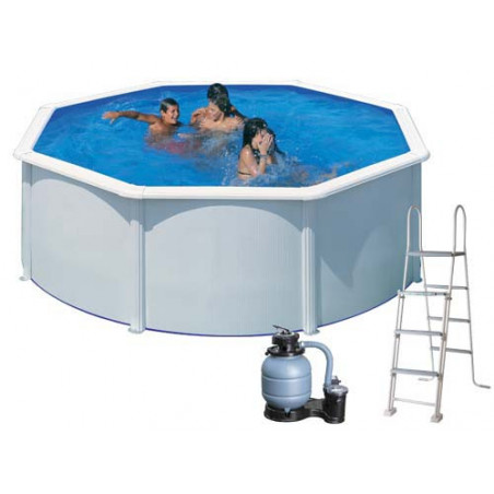 Piscina in acciaio tonda 350 con depuratore a sabbia serie Fidji GRE KIT350ECO