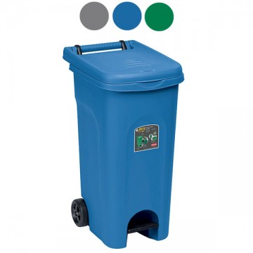 Bidone Urban Quadro con Pedale Blu L 80 Stefanplast