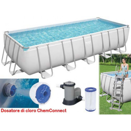 Piscina fuori terra rettangolare Power Steel 640x274x132 cm Bestway 5611Z