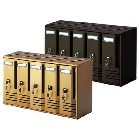 Cassette Postali con 5 Posti ALUBOX Cubo Bronzo