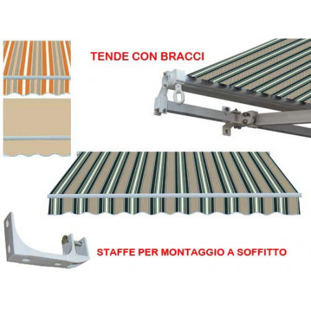 Tenda da sole per balconi con kit per il montaggio Verde e Beige 250x200