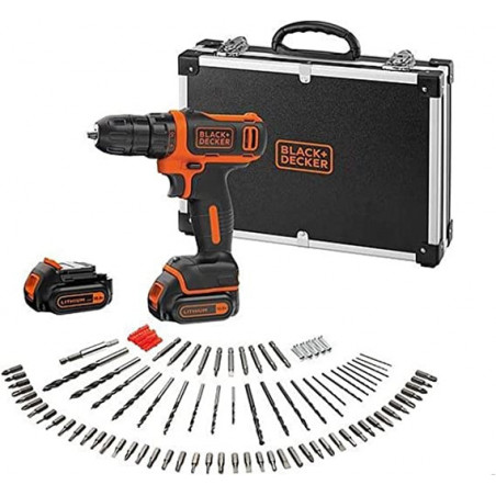 Trapano Avvitatore Black+Decker con Valigetta e Accessori BDCDD12BAFC-QW