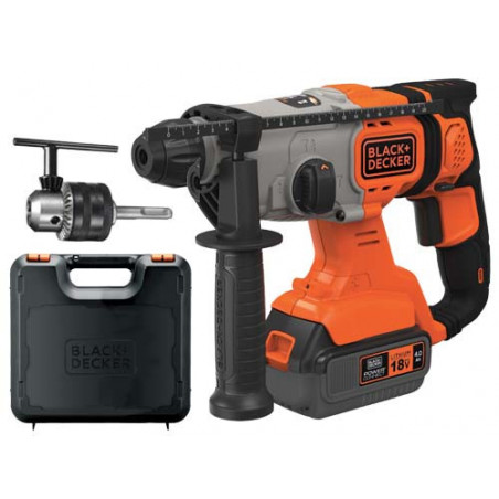 Trapano Martello Tassellatore 18V 4 Ah SDS Black+Decker BCD900M1K-QW con Accessori